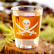 Load image into Gallery viewer, 2oz SkULL AnD CroSsBlades crossbones Shot Glass