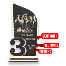 Load image into Gallery viewer, Award - Trophy - PERSONALIZED - Horse - 1st 2nd 3rd Place - 9x5 Inches