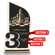Load image into Gallery viewer, Trophy Award - PERSONALIZED - Chess - 1st 2nd 3rd Place - 9x5 Inches