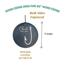 Load image into Gallery viewer, Wind Chime - Fish Hook - PERSONALIZED - Black powder coated