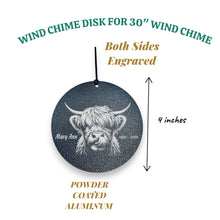 Load image into Gallery viewer, Wind Chime - PERSONALIZED - Highland Cow - Black powder coated