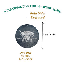 Load image into Gallery viewer, Wind Chime - PERSONALIZED - Highland Cow - Black powder coated