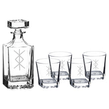 Load image into Gallery viewer, 750ml Decanter Set - Viking Protection Rune - with four 11oz glasses