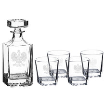 Load image into Gallery viewer, 750ml Decanter Set - Polish Eagle Orzeł Biały Polish coat of arms - with four 11oz glasses