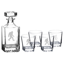 Load image into Gallery viewer, 750ml Decanter Set - Bigfoot Sasquatch - with four 11oz glasses