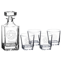 Load image into Gallery viewer, 750ml Decanter Set - PERSONALIZED - Demon Trap - with 4 11oz glasses