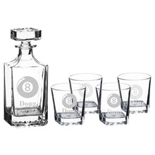 Load image into Gallery viewer, 750ml Decanter Set - PERSONALIZED - Eight Ball Pool - with 4 11oz glasses