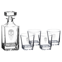 Load image into Gallery viewer, 750ml Decanter Set - Dripping Skull - with four 11oz glasses