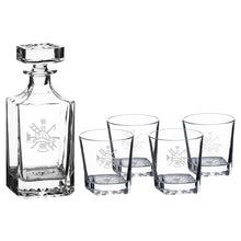 Load image into Gallery viewer, 750ml Decanter Set - Firefighter - with four 11oz glasses