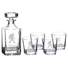 Load image into Gallery viewer, 750ml Decanter Set - PERSONALIZED - Bigfoot Sasquatch - with 4 11oz glasses
