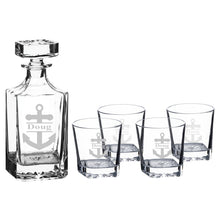 Load image into Gallery viewer, 750ml Decanter Set - PERSONALIZED - Anchor  - with four 11oz glasses