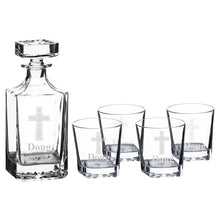 Load image into Gallery viewer, 750ml Decanter Set - PERSONALIZED - Celtic Cross - with 4 11oz glasses