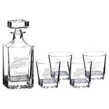 Load image into Gallery viewer, 750ml Decanter Set - PERSONALIZED - Happy Anniversary with Name/s and Year - with 4 11oz glasses