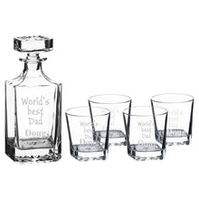 Load image into Gallery viewer, 750ml Decanter Set - PERSONALIZED - Worlds Best Dad - with four 11oz glasses