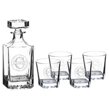 Load image into Gallery viewer, 750ml Decanter Set - PERSONALIZED - Split letter monogram - with four 11oz glasses