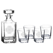 Load image into Gallery viewer, 750ml Decanter Set - Celtic Irish Shamrock - with four 11oz glasses