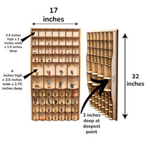 Load image into Gallery viewer, 62 Slot Miniature Display Kit for Collectibles (Assembly Required) - 32x17 Raw wood