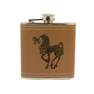 6oz Pretty Pony Leather Flask KLB