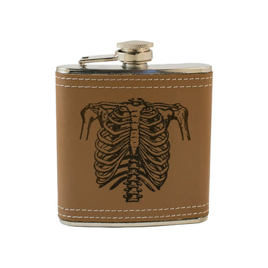 6oz Ribs Leather Flask KLB