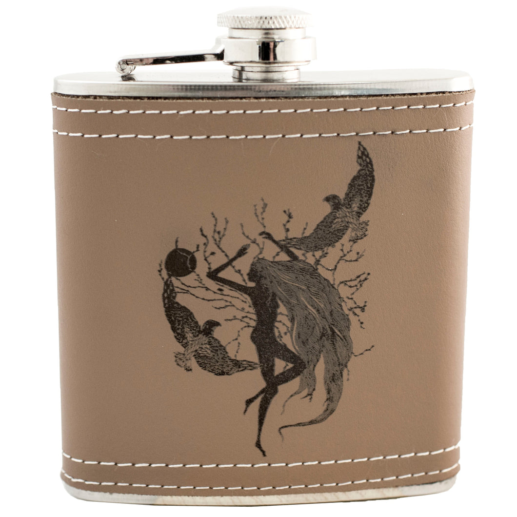 6oz Whispering Winds Leather Flask KLB