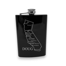 Load image into Gallery viewer, 8oz Flask - California with Cities PERSONALIZED