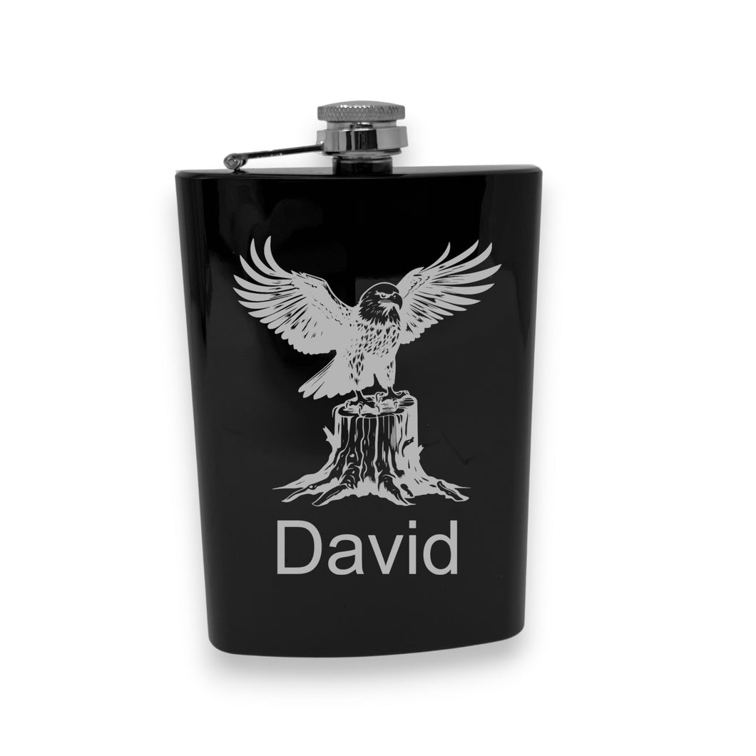 8oz - CUSTOM - PERSONALIZED - American Eagle on Stump