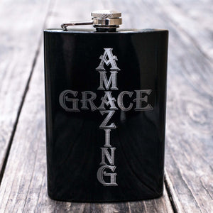 8oz CUSTOMIZABLE Amazing Grace Flask