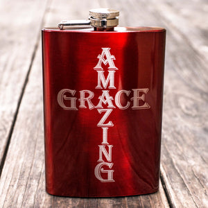 8oz CUSTOMIZABLE Amazing Grace Flask