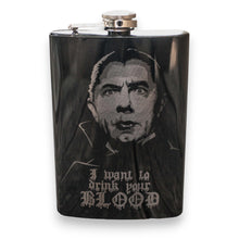 Load image into Gallery viewer, 8oz BLACK I Want to Drink Your Blood Flask