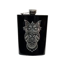 Load image into Gallery viewer, 8oz Celtic Owl BLACK Flask