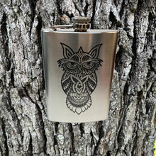 Load image into Gallery viewer, 8oz Celtic Owl Stainless Steel Flask