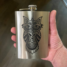 Load image into Gallery viewer, 8oz Celtic Owl Stainless Steel Flask