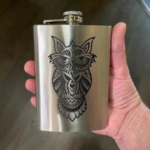 8oz Celtic Owl Stainless Steel Flask