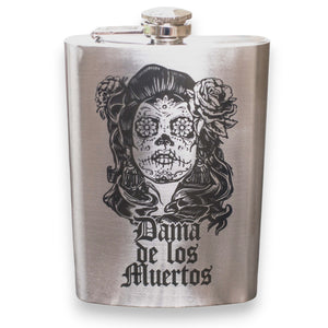 8oz Dama De Los Muertos Stainless Steel Flask