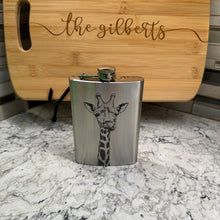 Load image into Gallery viewer, 8oz Giraffe Stainless Steel Flask