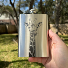 Load image into Gallery viewer, 8oz Giraffe Stainless Steel Flask