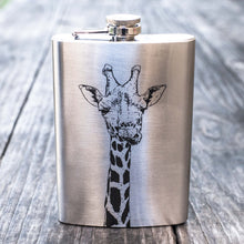 Load image into Gallery viewer, 8oz Giraffe Stainless Steel Flask