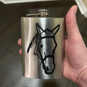 8oz Horse Stainless Steel Hip Flask