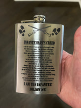 Load image into Gallery viewer, 8oz Infantrymans Creed Stainless Steel Flask