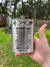 Load image into Gallery viewer, 8oz Infantrymans Creed Stainless Steel Flask