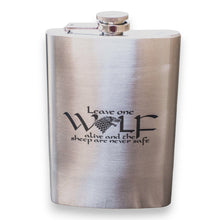 Load image into Gallery viewer, 8oz Leave One Wolf Alive Stainless Steel Flask