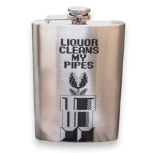 Load image into Gallery viewer, 8oz Liquor Cleans My Pipes Stainless Steel Flask