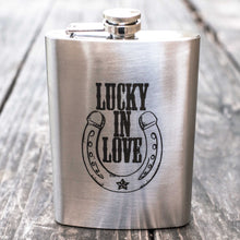 Load image into Gallery viewer, 8oz Lucky in Love - Horseshoe Stainless Steel Flask