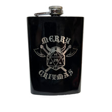 Load image into Gallery viewer, 8oz Merry Critmas BLACK Flask