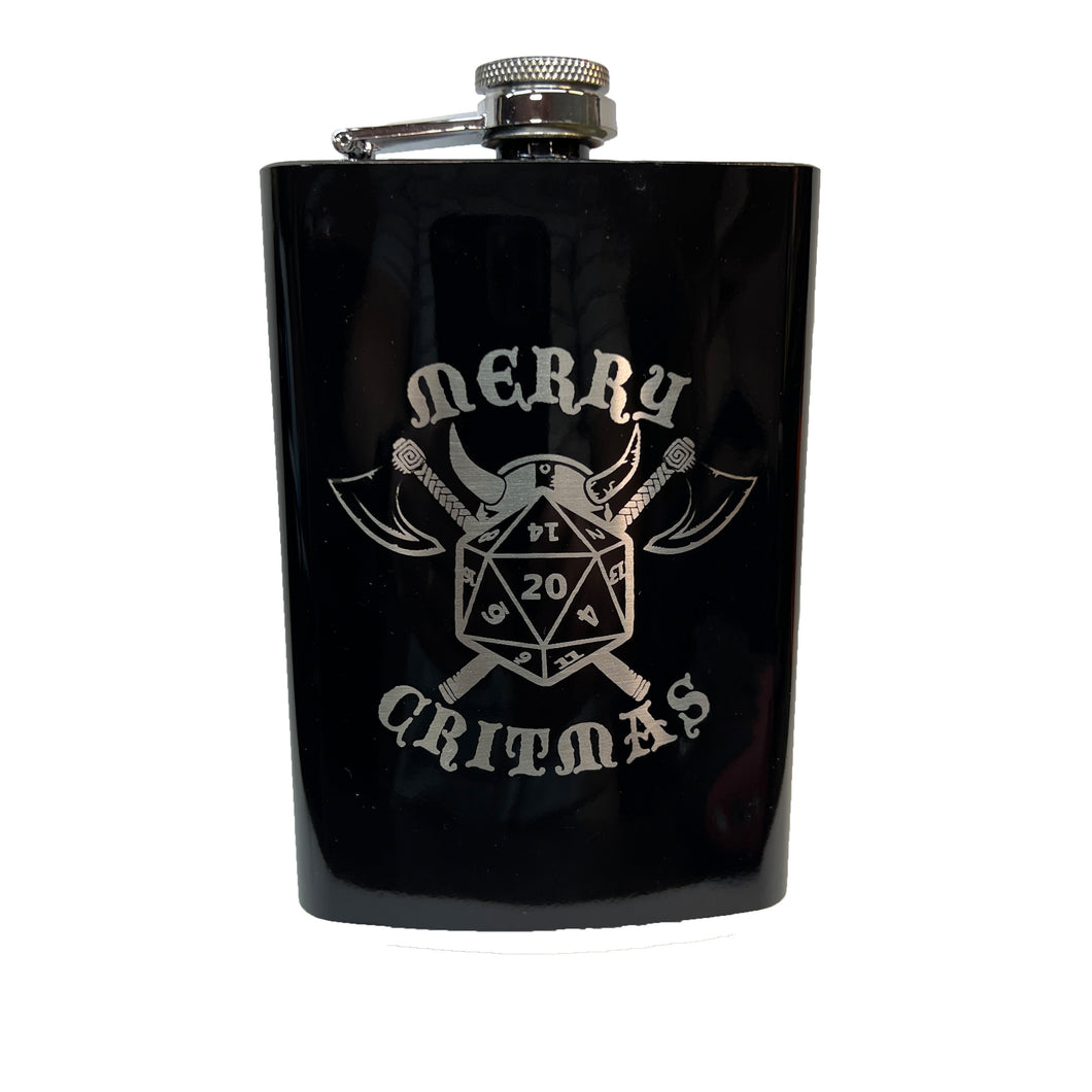 8oz Merry Critmas BLACK Flask