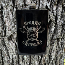 Load image into Gallery viewer, 8oz Merry Critmas BLACK Flask