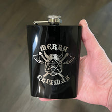 Load image into Gallery viewer, 8oz Merry Critmas BLACK Flask