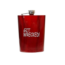 Load image into Gallery viewer, 8OZ Git Wrecked Flask - BLACK, RED, STAINLESS, OR 6OZ LEATHER