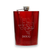 Load image into Gallery viewer, 8oz Flask - Texas with Cities PERSONALIZED