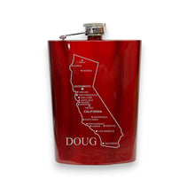 Load image into Gallery viewer, 8oz Flask - California with Cities PERSONALIZED